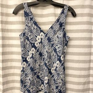 NWT j crew Sz 0 blue & white floral 100% silk tank